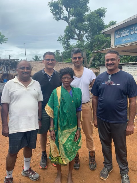 Founder with the Agropolis team and a tribal elder outside a mandal office