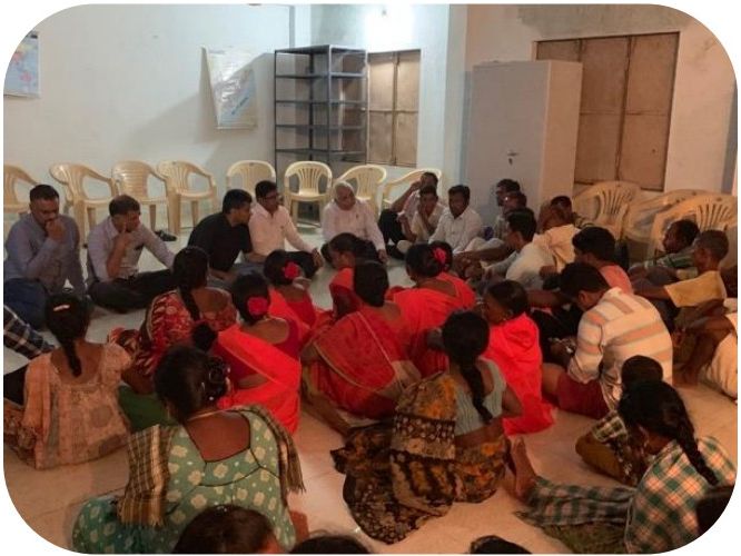 Women SHG members in an Agropolis village outreach session