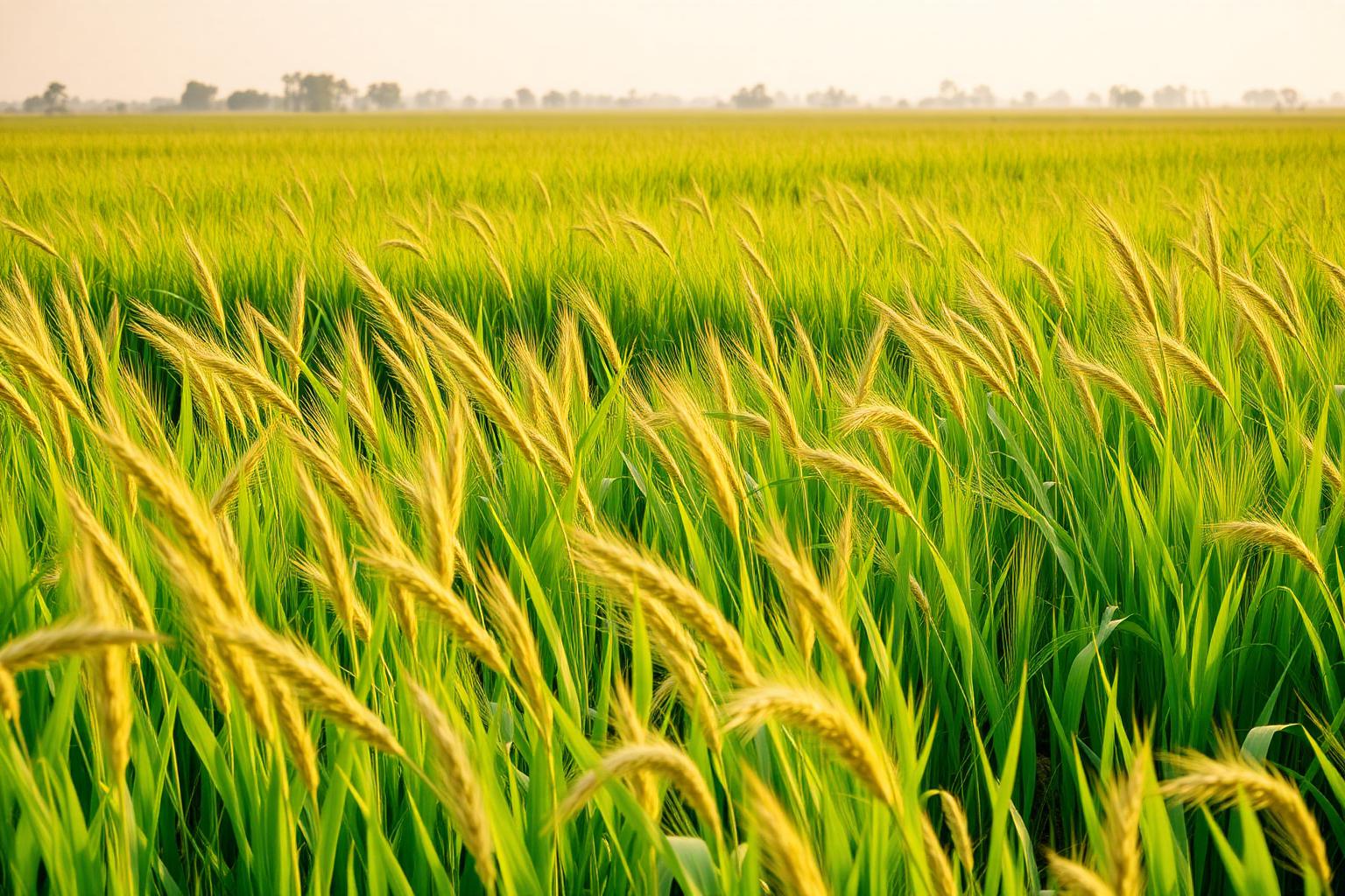 Lush Napier grass energy-crop farm at golden hour in rural India