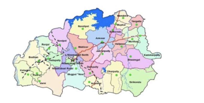Nizamabad district mandals map